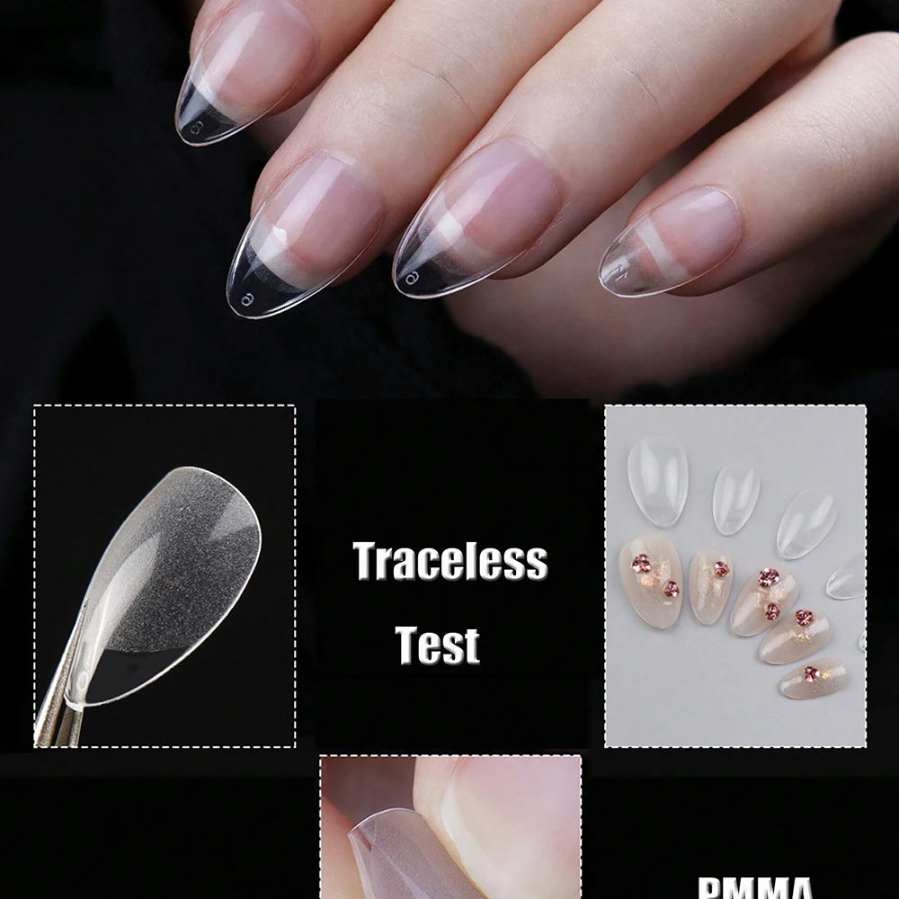 120PCS Short Almond Nail Tips Soft Gel Pre-Shaped Acrylic Nail Tips